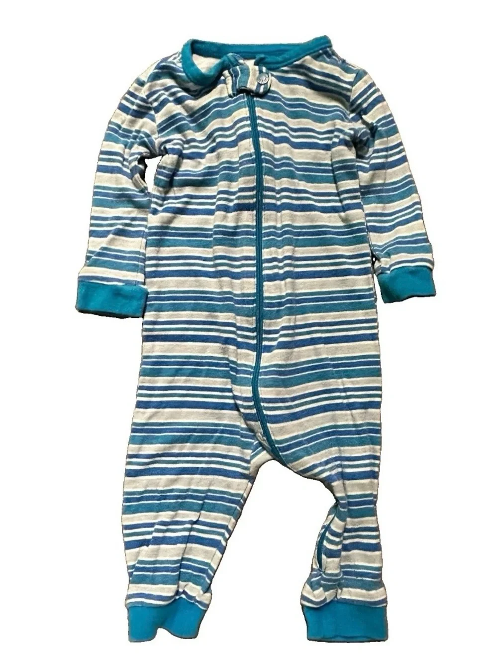 Baby Boy Footie Pajamas Fleece Firetrucks Dogs Stripes Size 0-3 Months